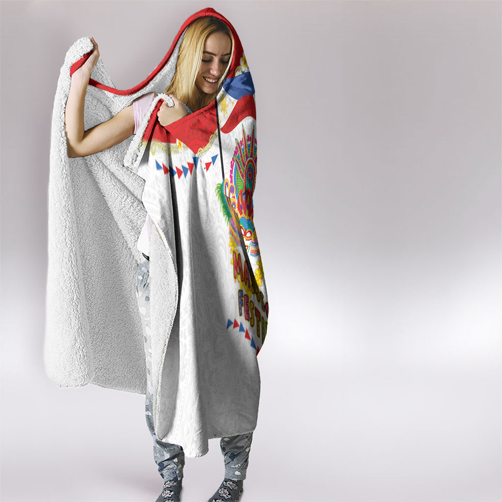 Philippines MassKara Festival Hooded Blanket Smile Masks with Hawaiian Art Pattern and Tropical Plants LT03 - Polynesian Pride