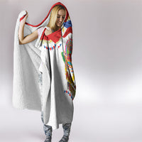 Philippines MassKara Festival Hooded Blanket Smile Masks with Hawaiian Art Pattern and Tropical Plants LT03 - Polynesian Pride