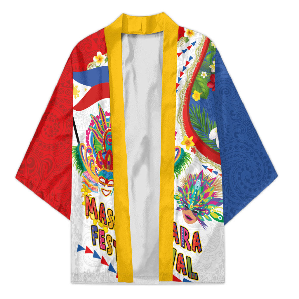 Philippines MassKara Festival Kimono Smile Masks with Hawaiian Art Pattern and Tropical Plants