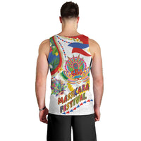 Philippines MassKara Festival Men Tank Top Smile Masks with Hawaiian Art Pattern and Tropical Plants LT03 - Polynesian Pride
