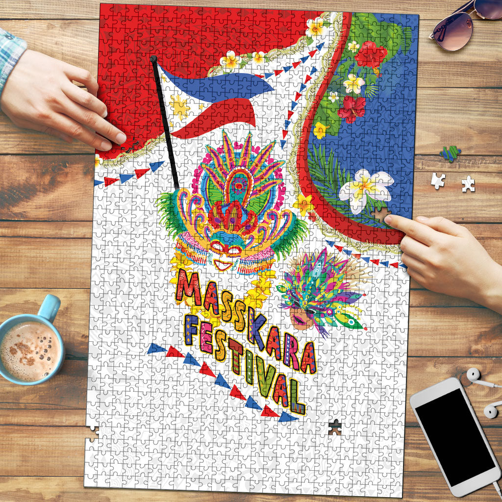Philippines MassKara Festival Puzzle Smile Masks with Hawaiian Art Pattern and Tropical Plants LT03 Multicolor - Polynesian Pride