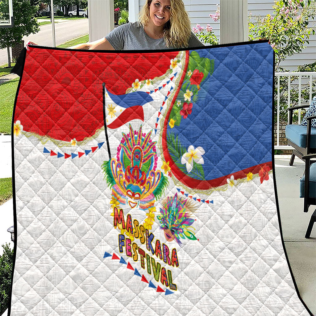 Philippines MassKara Festival Quilt Smile Masks with Hawaiian Art Pattern and Tropical Plants LT03 Multicolor - Polynesian Pride