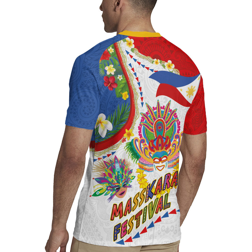 Philippines MassKara Festival Rugby Jersey Smile Masks with Hawaiian Art Pattern and Tropical Plants