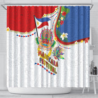Philippines MassKara Festival Shower Curtain Smile Masks with Hawaiian Art Pattern and Tropical Plants LT03 - Polynesian Pride