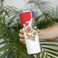 Philippines MassKara Festival Skinny Tumbler Smile Masks with Hawaiian Art Pattern and Tropical Plants LT03 - Polynesian Pride