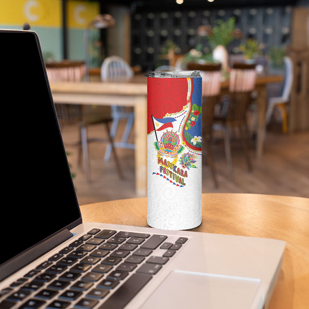 Philippines MassKara Festival Skinny Tumbler Smile Masks with Hawaiian Art Pattern and Tropical Plants LT03 - Polynesian Pride