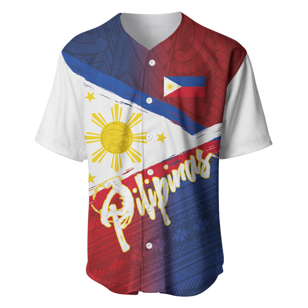 Philippines Basketball Custom Baseball Jersey Pilipinas Tribal Pattern