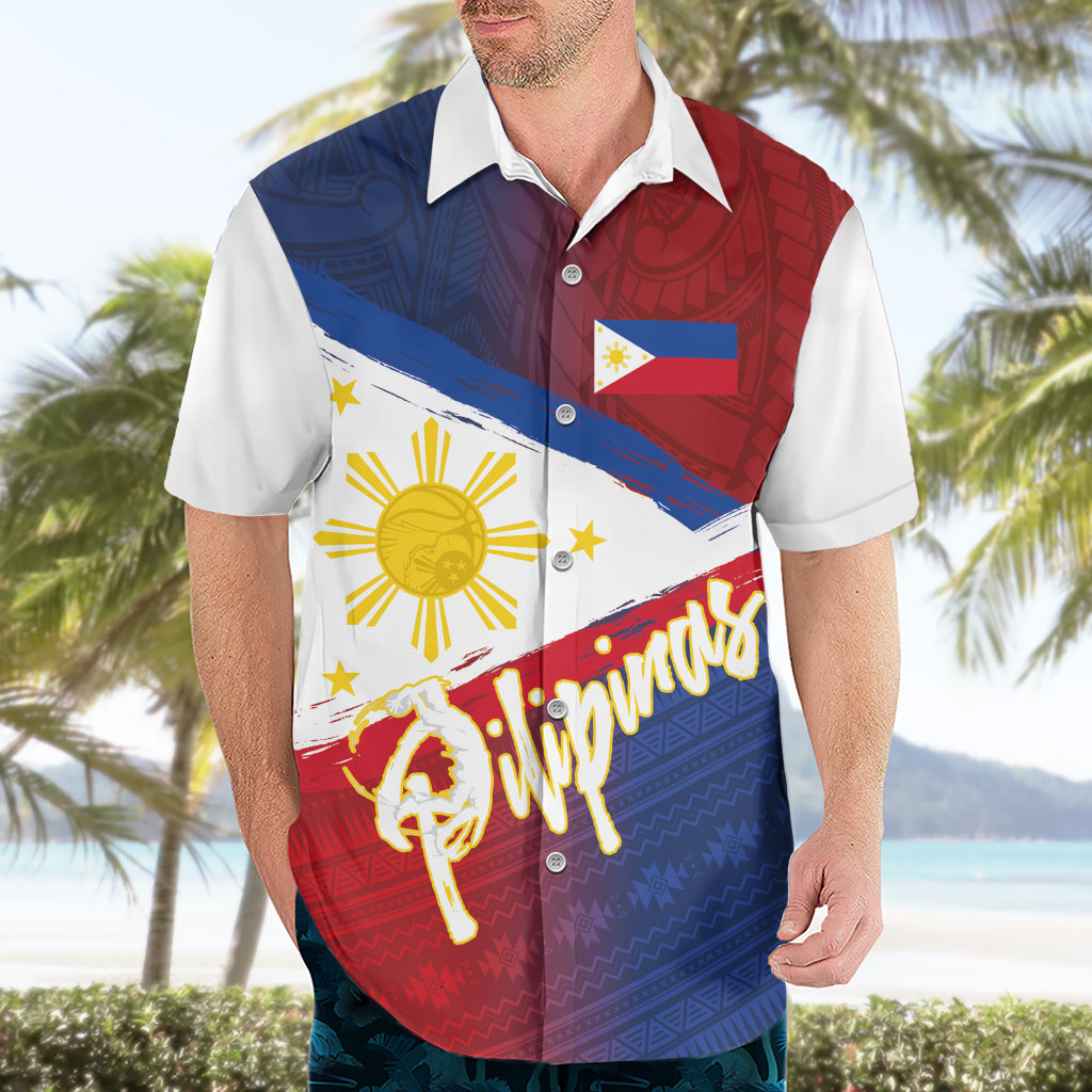 Philippines Basketball Custom Hawaiian Shirt Pilipinas Tribal Pattern