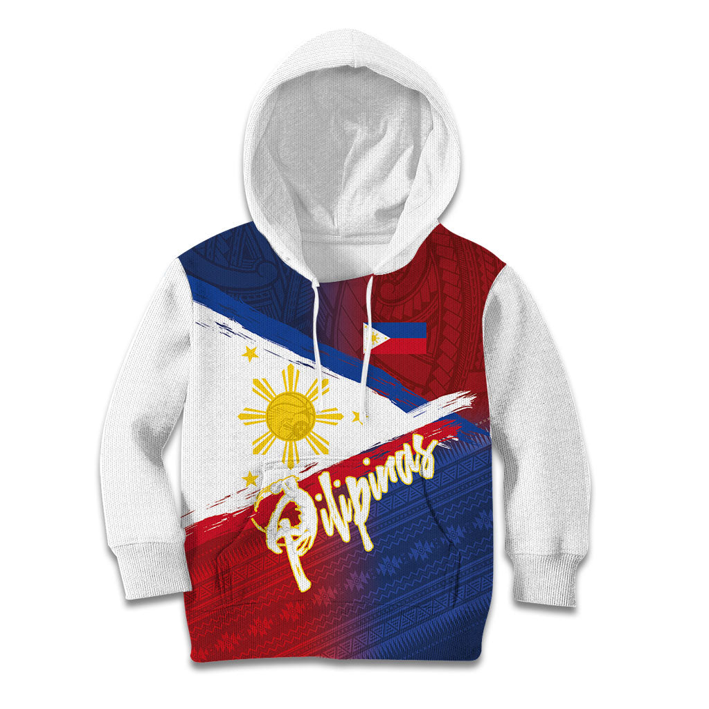 Philippines Basketball Custom Kid Hoodie Pilipinas Tribal Pattern LT03 Hoodie Multicolor - Polynesian Pride