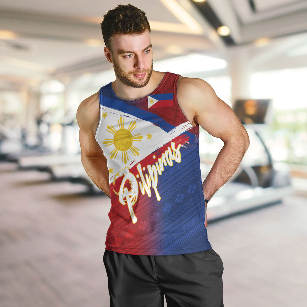 Philippines Basketball Custom Men Tank Top Pilipinas Tribal Pattern LT03 Multicolor - Polynesian Pride