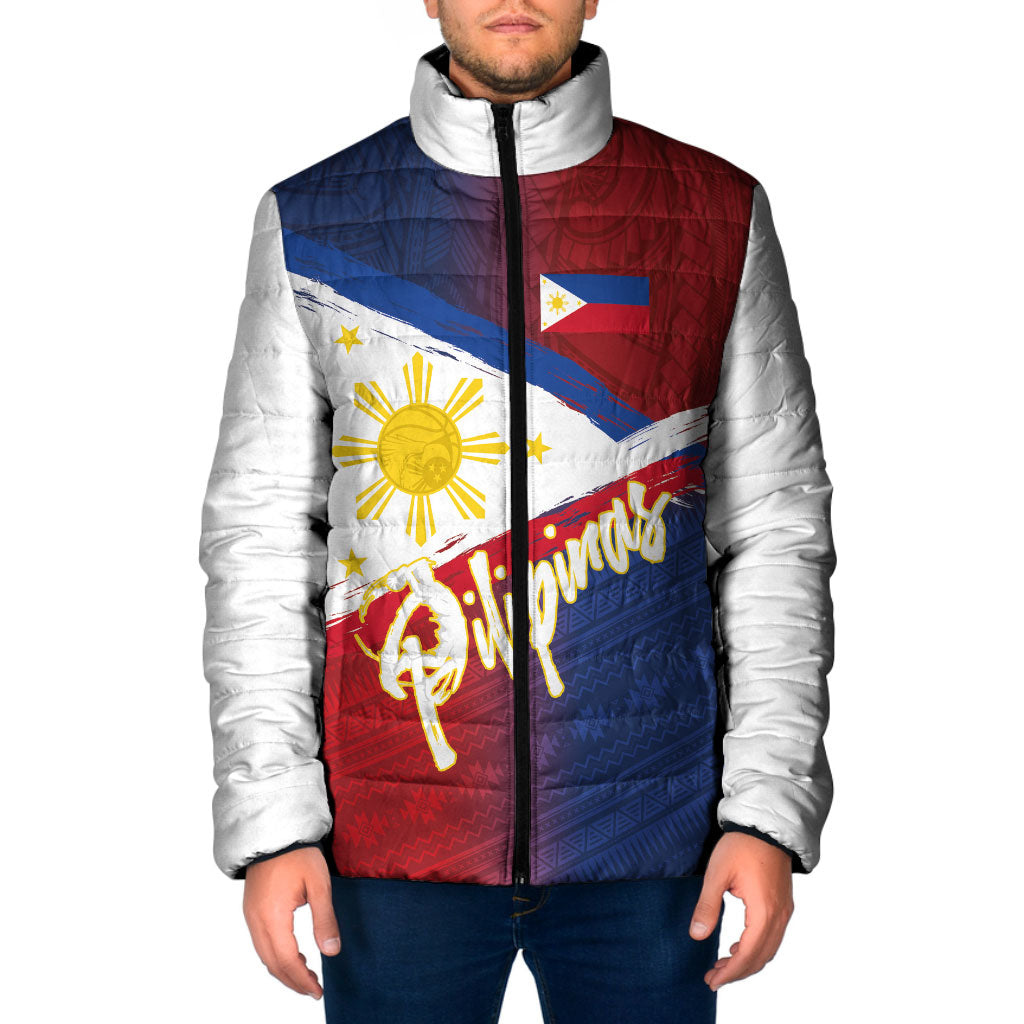 Philippines Basketball Custom Padded Jacket Pilipinas Tribal Pattern