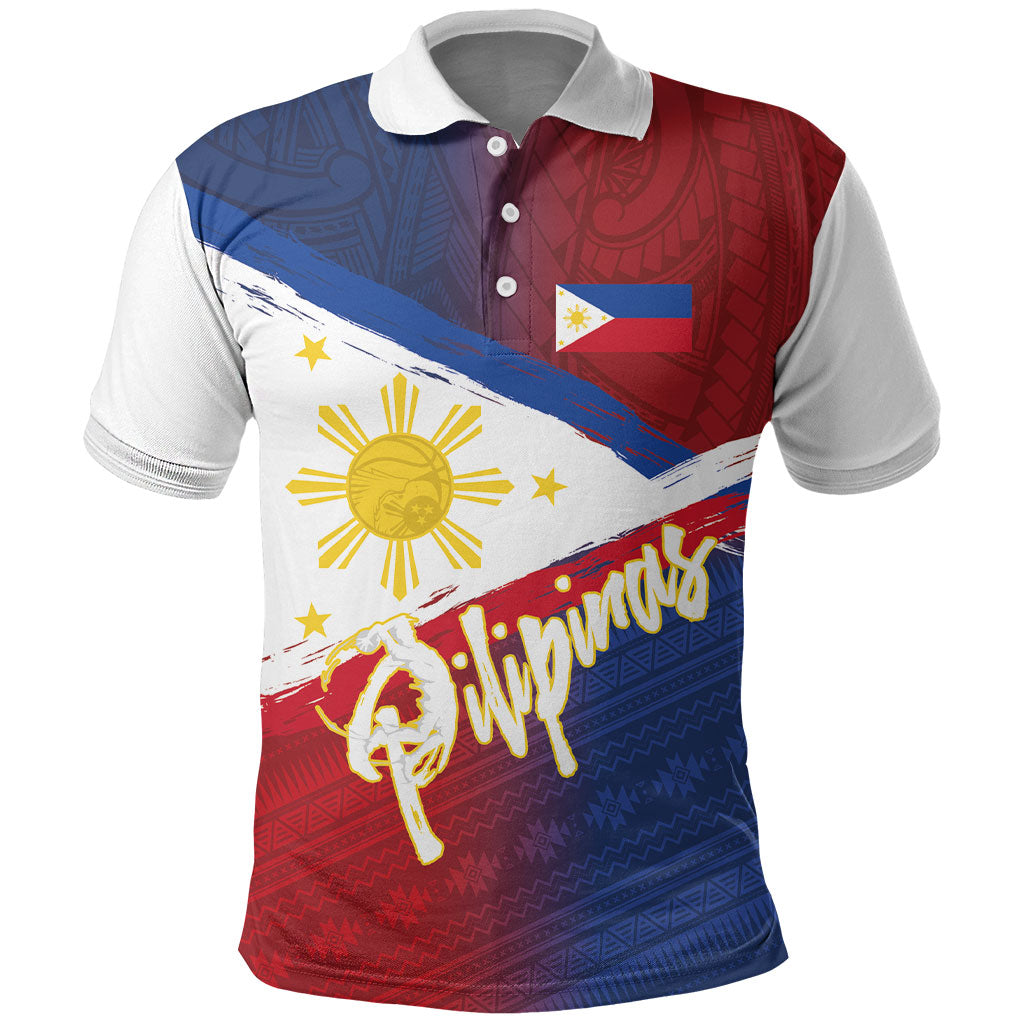 Philippines Basketball Custom Polo Shirt Pilipinas Tribal Pattern LT03 Multicolor - Polynesian Pride