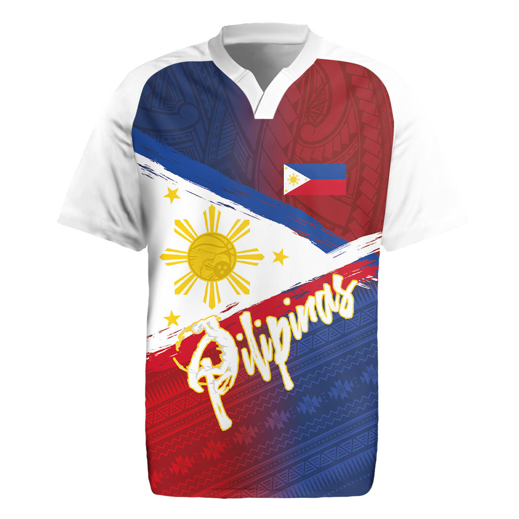 Philippines Basketball Custom Rugby Jersey Pilipinas Tribal Pattern LT03 Multicolor - Polynesian Pride
