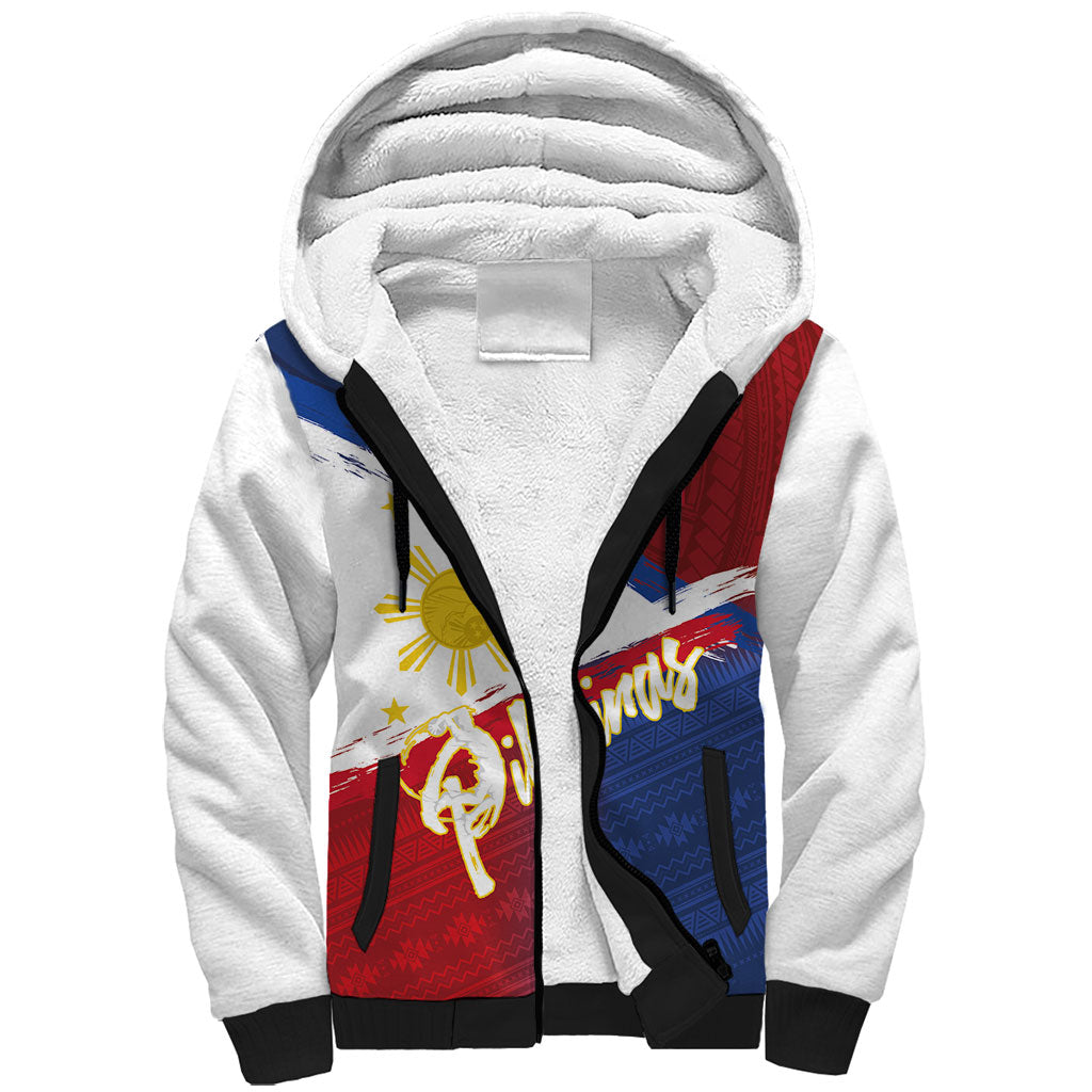 Philippines Basketball Custom Sherpa Hoodie Pilipinas Tribal Pattern