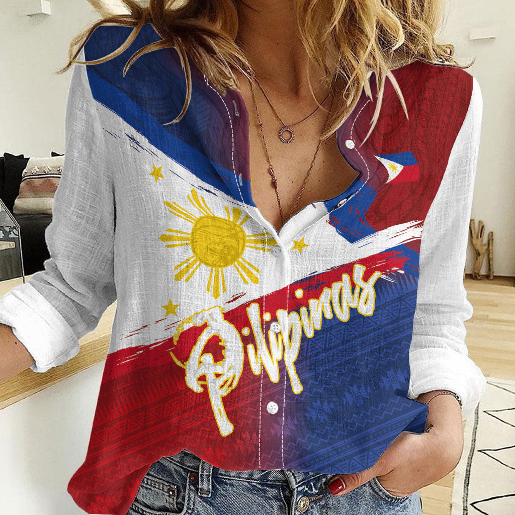 Philippines Basketball Custom Women Casual Shirt Pilipinas Tribal Pattern LT03 Female Multicolor - Polynesian Pride