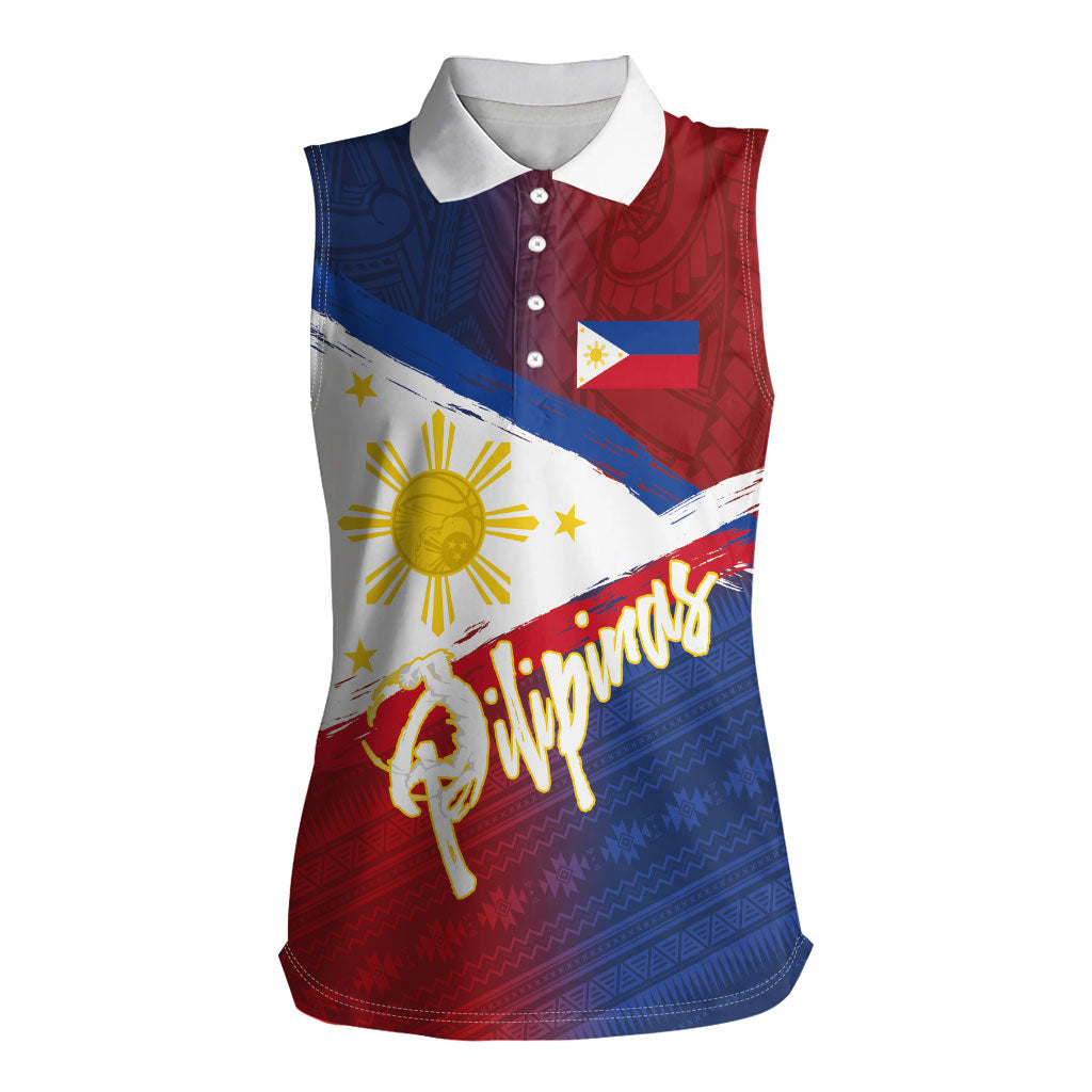 Philippines Basketball Custom Women Sleeveless Polo Shirt Pilipinas Tribal Pattern LT03 Female Multicolor - Polynesian Pride