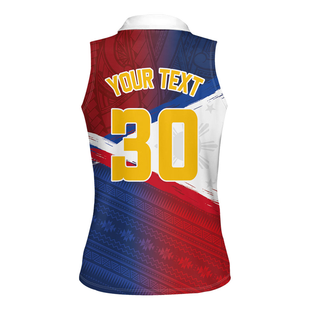 Philippines Basketball Custom Women Sleeveless Polo Shirt Pilipinas Tribal Pattern LT03 - Polynesian Pride