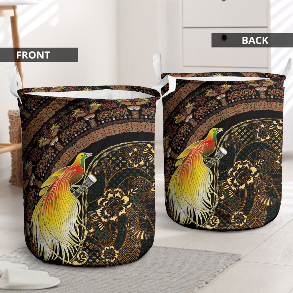 Papua New Guinea and Indonesia Batik Laundry Basket Bird of Paradise with Tribal Batik Patterns LT03 - Polynesian Pride