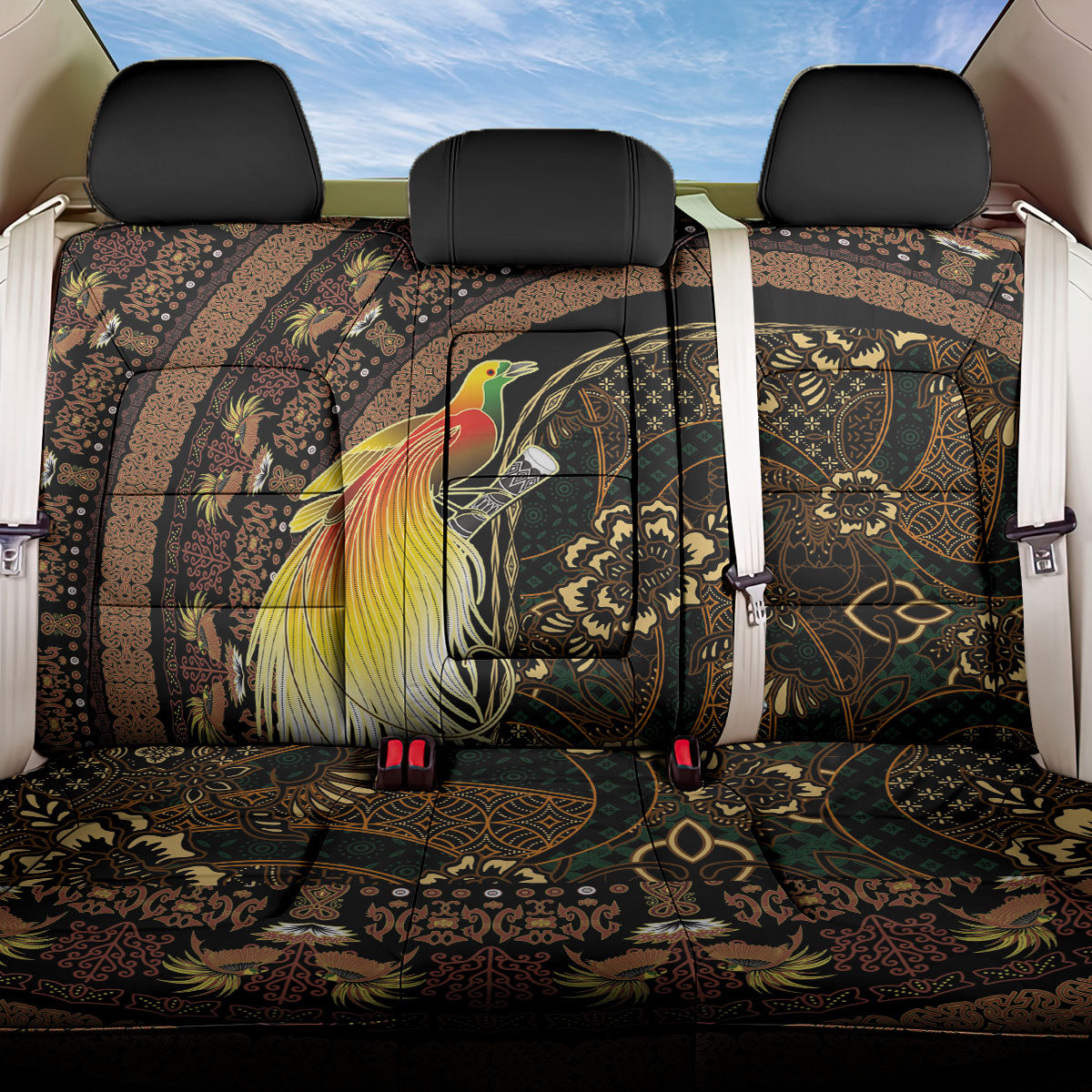 Papua New Guinea and Indonesia Batik Back Car Seat Cover Bird of Paradise with Tribal Batik Patterns LT03 One Size Multicolor - Polynesian Pride