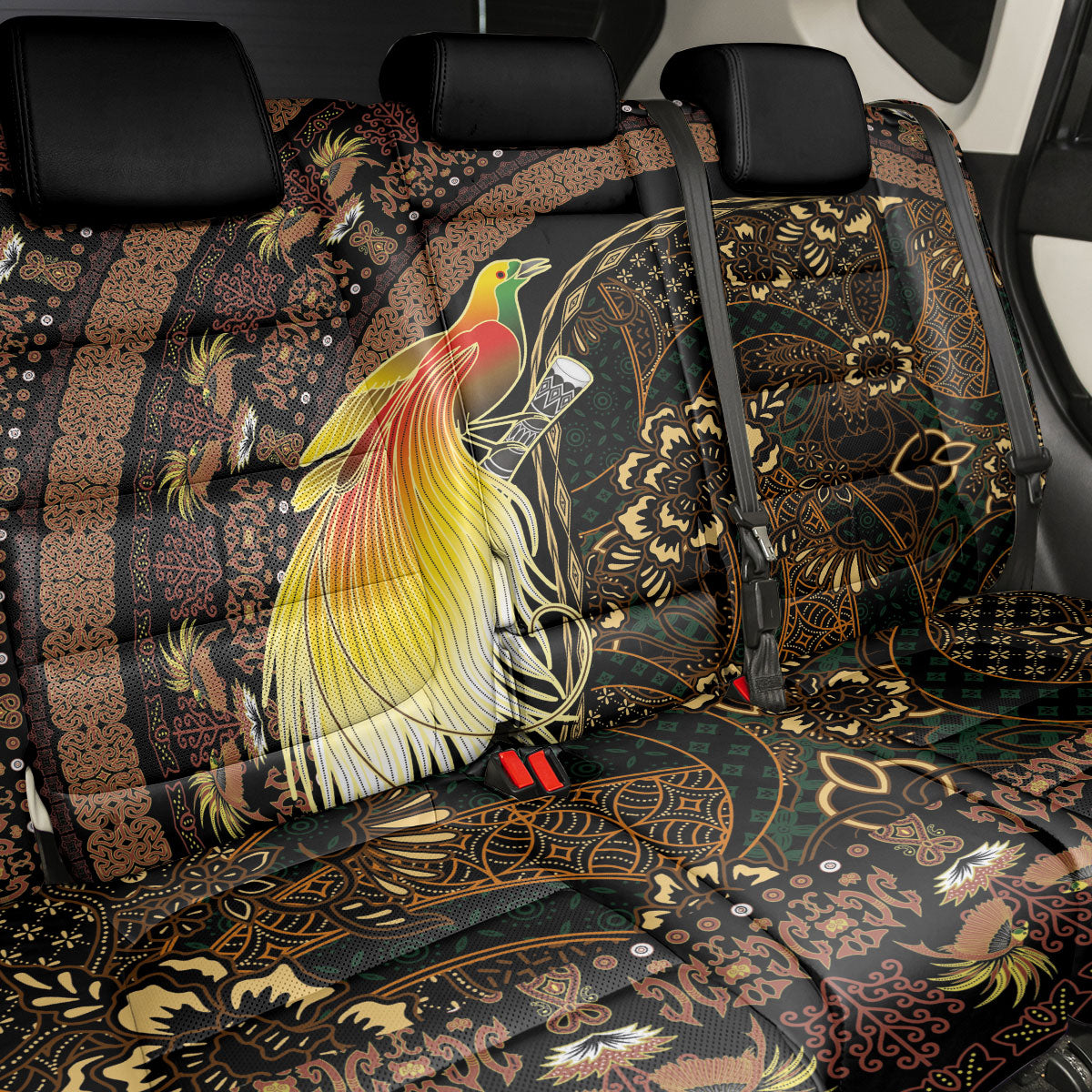 Papua New Guinea and Indonesia Batik Back Car Seat Cover Bird of Paradise with Tribal Batik Patterns LT03 - Polynesian Pride