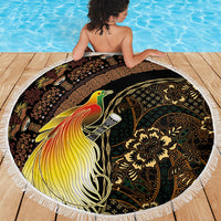 Papua New Guinea and Indonesia Batik Beach Blanket Bird of Paradise with Tribal Batik Patterns LT03 - Polynesian Pride