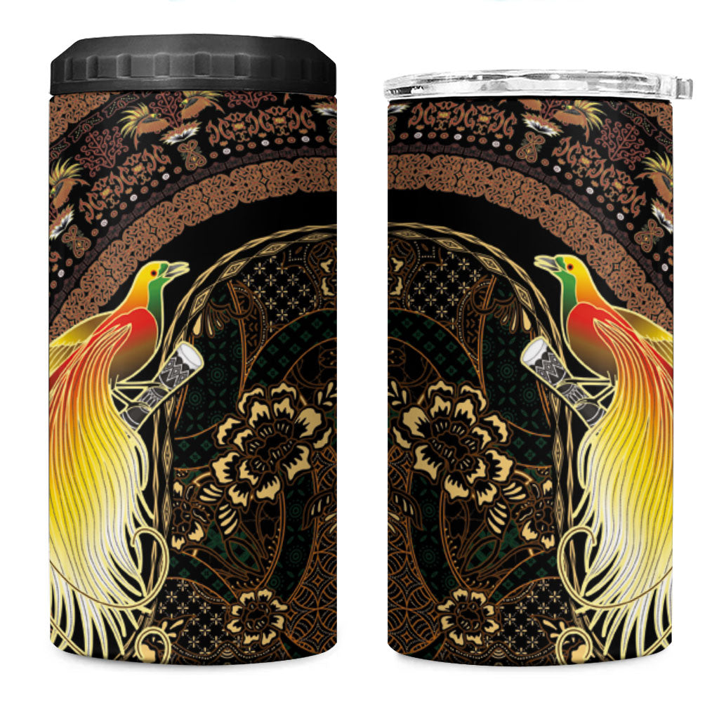 Papua New Guinea and Indonesia Batik 4 in 1 Can Cooler Tumbler Bird of Paradise with Tribal Batik Patterns LT03 One Size: 16 oz Multicolor - Polynesian Pride
