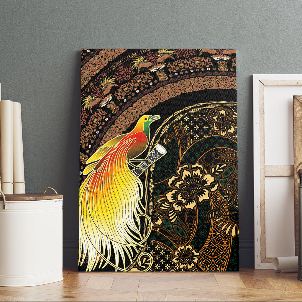 Papua New Guinea and Indonesia Batik Canvas Wall Art Bird of Paradise with Tribal Batik Patterns