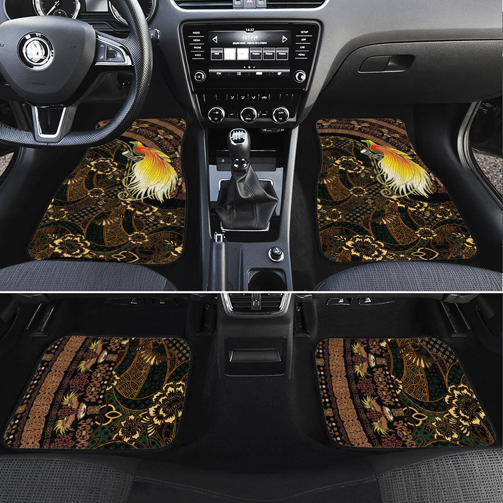 Papua New Guinea and Indonesia Batik Car Mats Bird of Paradise with Tribal Batik Patterns LT03 Set 4pcs Multicolor - Polynesian Pride