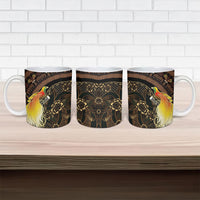 Papua New Guinea and Indonesia Batik Ceramic Mug Bird of Paradise with Tribal Batik Patterns