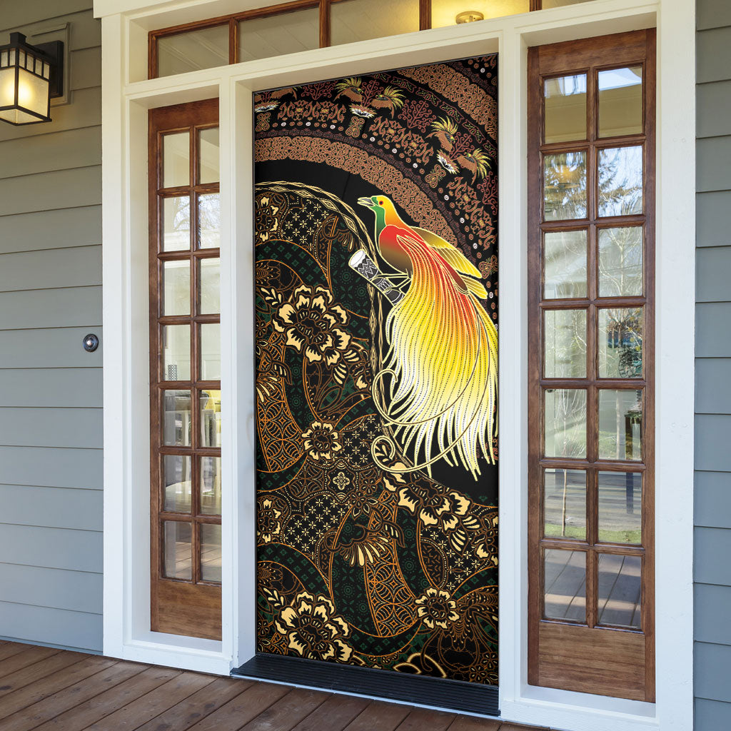 Papua New Guinea and Indonesia Batik Door Cover Bird of Paradise with Tribal Batik Patterns LT03 - Polynesian Pride