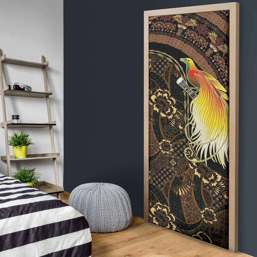 Papua New Guinea and Indonesia Batik Door Cover Bird of Paradise with Tribal Batik Patterns LT03 - Polynesian Pride