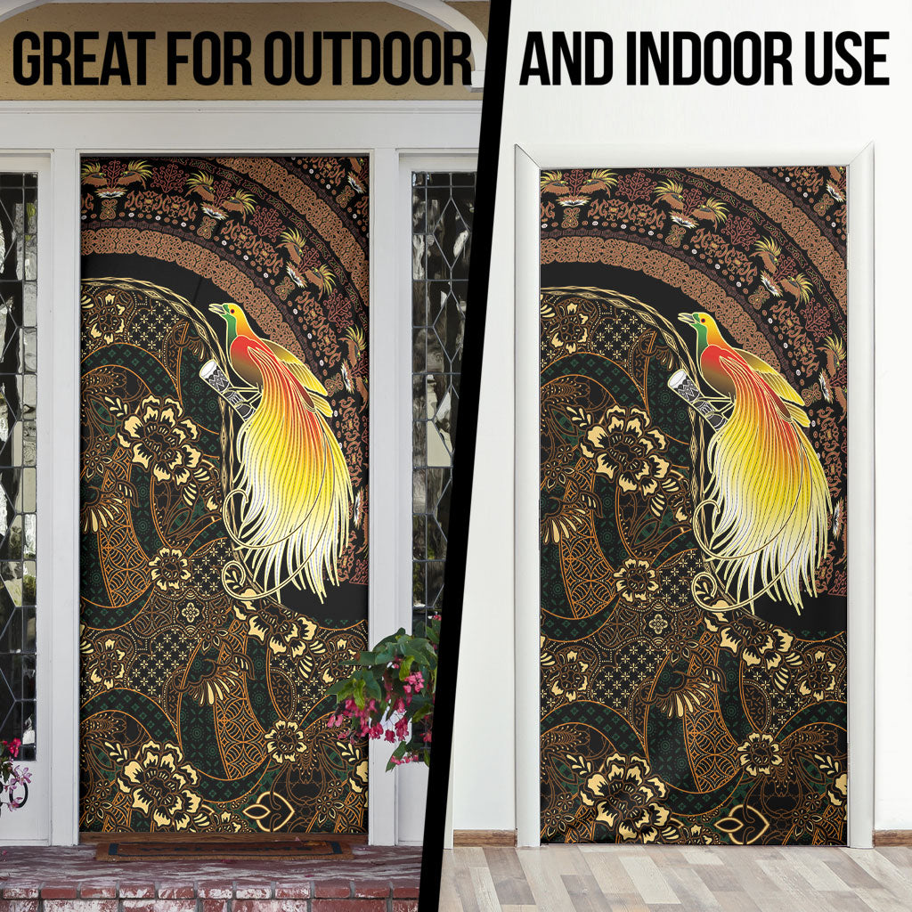 Papua New Guinea and Indonesia Batik Door Cover Bird of Paradise with Tribal Batik Patterns LT03 - Polynesian Pride