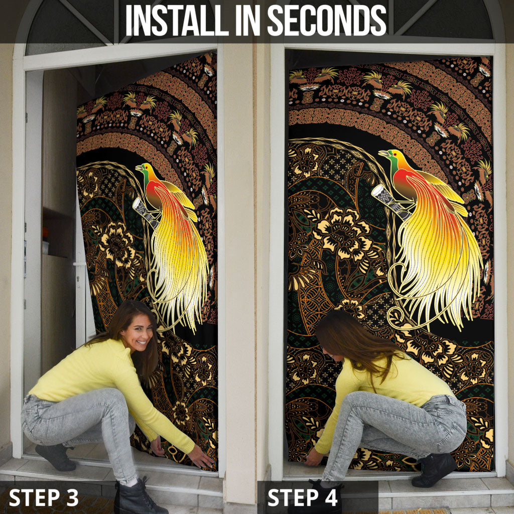 Papua New Guinea and Indonesia Batik Door Cover Bird of Paradise with Tribal Batik Patterns LT03 - Polynesian Pride