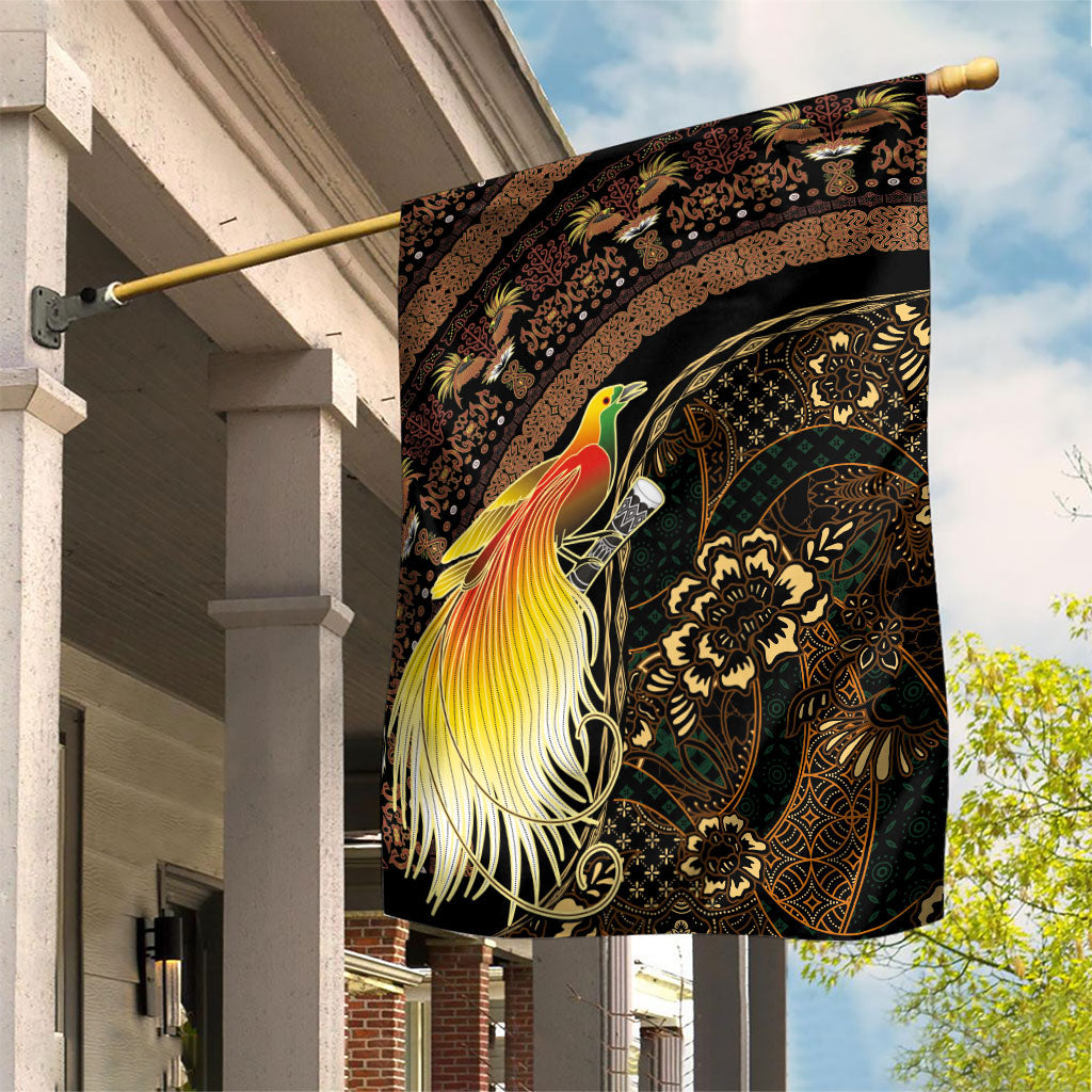 Papua New Guinea and Indonesia Batik Garden Flag Bird of Paradise with Tribal Batik Patterns LT03 House Flag Multicolor - Polynesian Pride