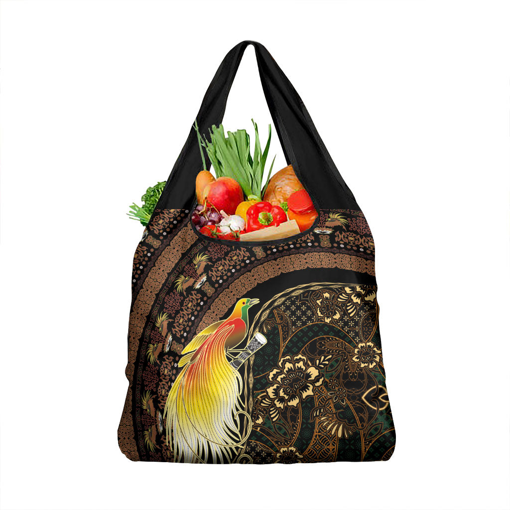 Papua New Guinea and Indonesia Batik Grocery Bag Bird of Paradise with Tribal Batik Patterns LT03 1-pack One Size Multicolor - Polynesian Pride