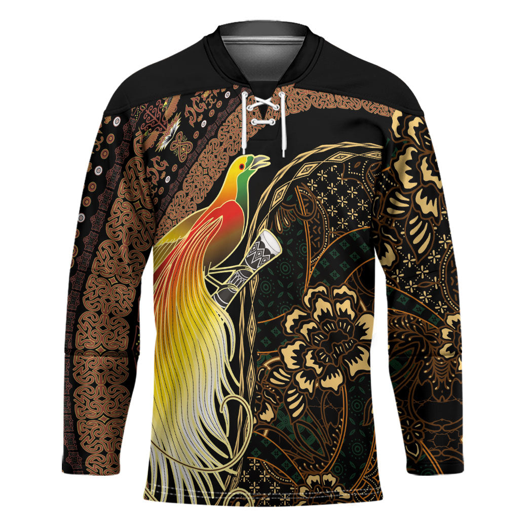 Papua New Guinea and Indonesia Batik Hockey Jersey Bird of Paradise with Tribal Batik Patterns LT03 Unisex Multicolor - Polynesian Pride