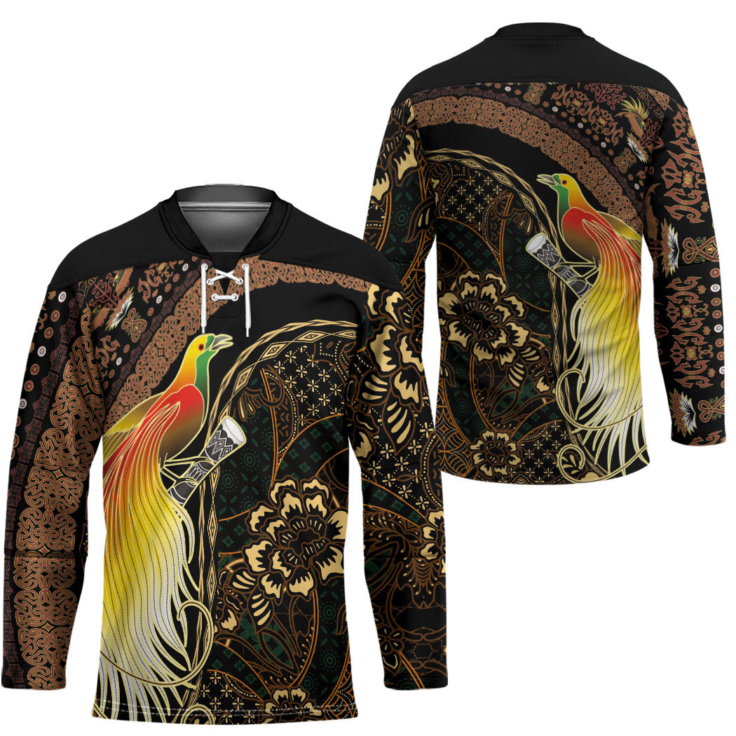 Papua New Guinea and Indonesia Batik Hockey Jersey Bird of Paradise with Tribal Batik Patterns LT03 - Polynesian Pride