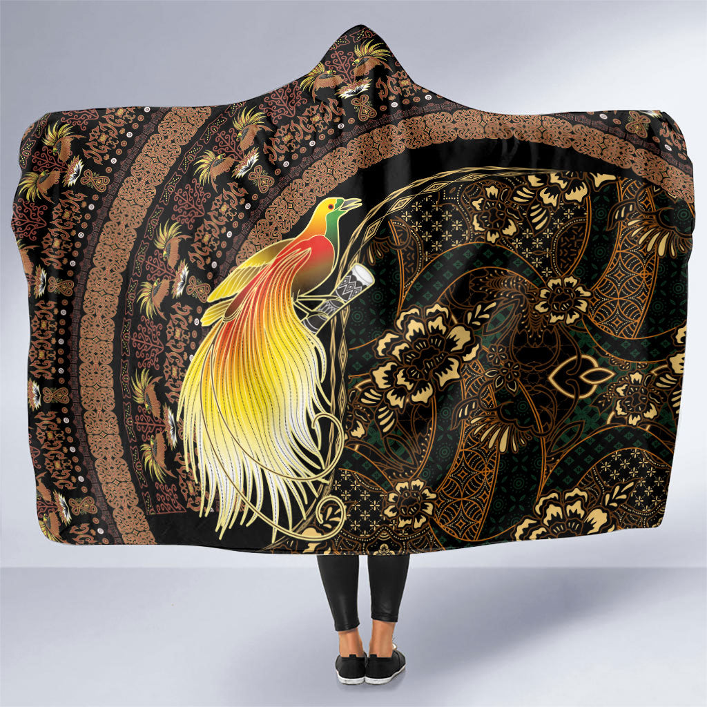 Papua New Guinea and Indonesia Batik Hooded Blanket Bird of Paradise with Tribal Batik Patterns LT03 One Size Multicolor - Polynesian Pride