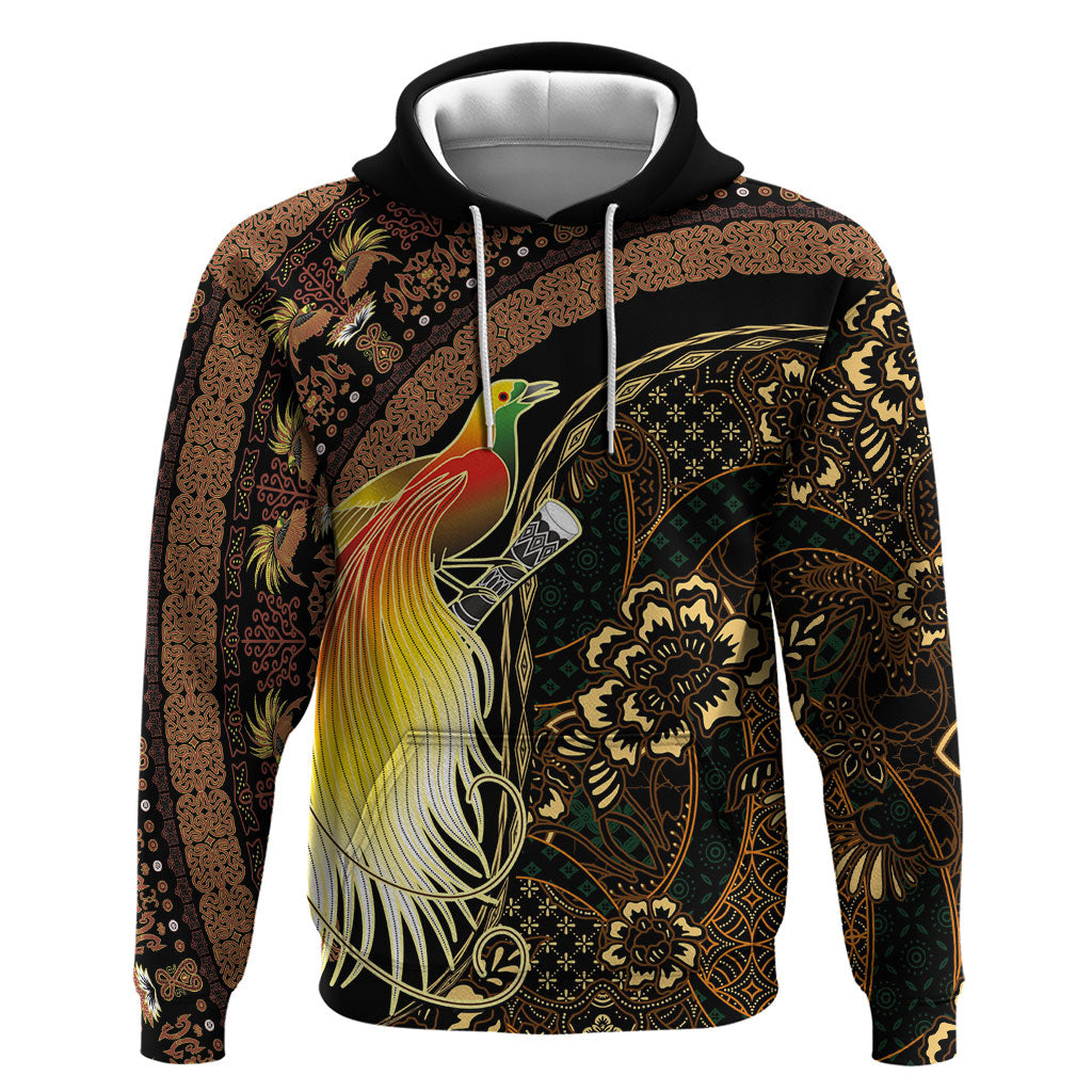 Papua New Guinea and Indonesia Batik Hoodie Bird of Paradise with Tribal Batik Patterns LT03 Pullover Hoodie Multicolor - Polynesian Pride