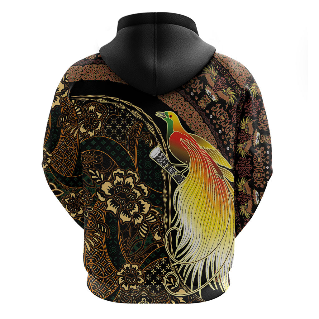 Papua New Guinea and Indonesia Batik Hoodie Bird of Paradise with Tribal Batik Patterns LT03 - Polynesian Pride