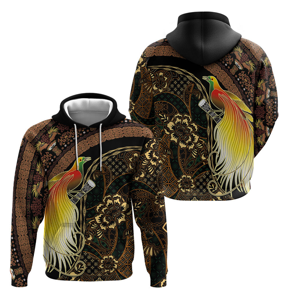 Papua New Guinea and Indonesia Batik Hoodie Bird of Paradise with Tribal Batik Patterns LT03 - Polynesian Pride