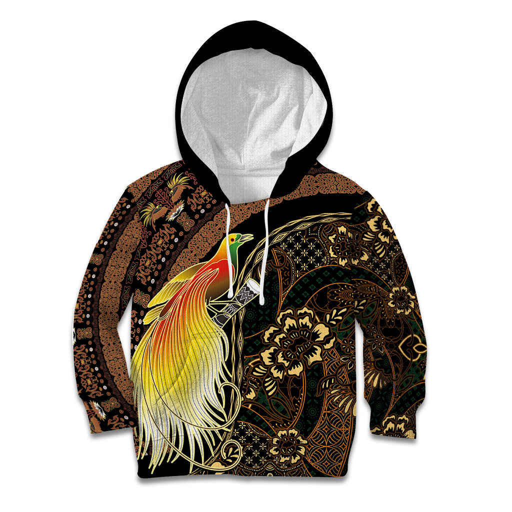 Papua New Guinea and Indonesia Batik Kid Hoodie Bird of Paradise with Tribal Batik Patterns LT03 Hoodie Multicolor - Polynesian Pride