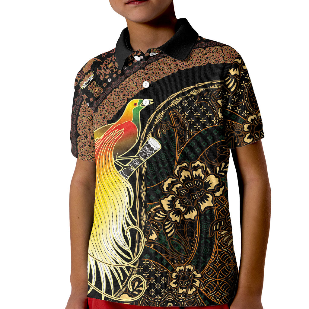 Papua New Guinea and Indonesia Batik Kid Polo Shirt Bird of Paradise with Tribal Batik Patterns LT03 Kid Multicolor - Polynesian Pride