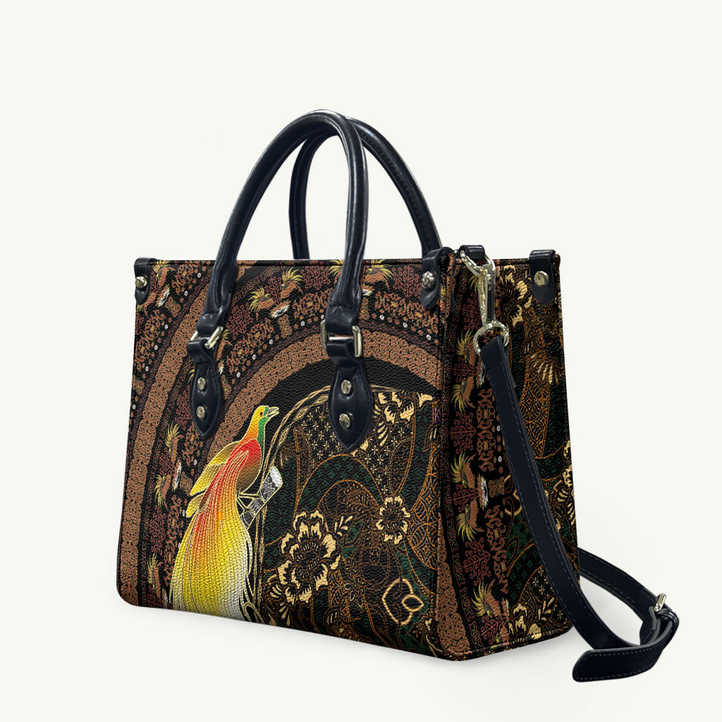 Papua New Guinea and Indonesia Batik Leather Bag Bird of Paradise with Tribal Batik Patterns LT03 Multicolor - Polynesian Pride