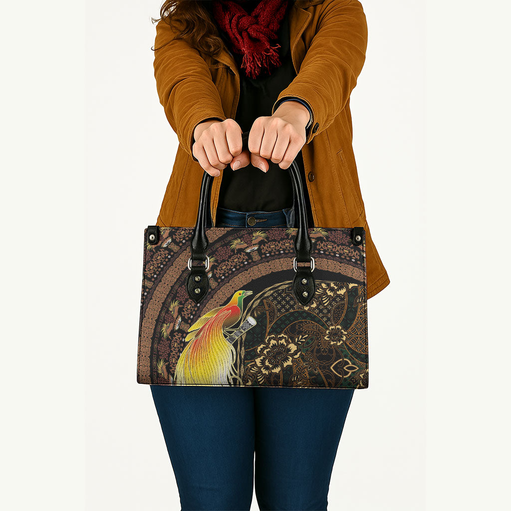 Papua New Guinea and Indonesia Batik Leather Bag Bird of Paradise with Tribal Batik Patterns LT03 - Polynesian Pride