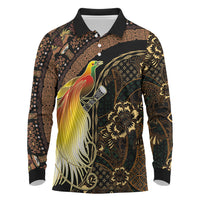 Papua New Guinea and Indonesia Batik Long Sleeve Polo Shirt Bird of Paradise with Tribal Batik Patterns LT03 Multicolor - Polynesian Pride