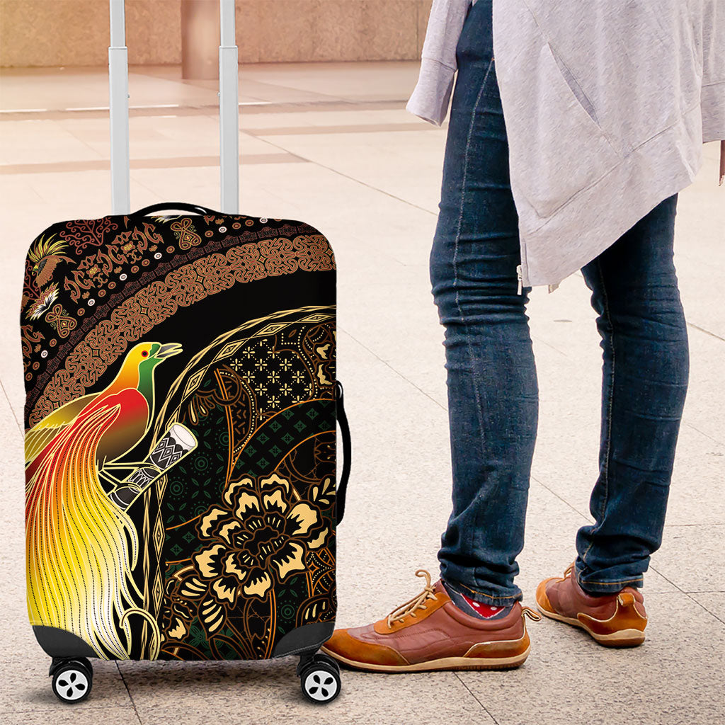 Papua New Guinea and Indonesia Batik Luggage Cover Bird of Paradise with Tribal Batik Patterns LT03 Multicolor - Polynesian Pride