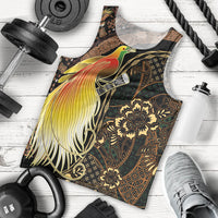 Papua New Guinea and Indonesia Batik Men Tank Top Bird of Paradise with Tribal Batik Patterns