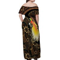 Papua New Guinea and Indonesia Batik Off Shoulder Maxi Dress Bird of Paradise with Tribal Batik Patterns LT03 - Polynesian Pride