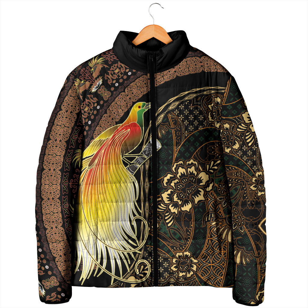 Papua New Guinea and Indonesia Batik Padded Jacket Bird of Paradise with Tribal Batik Patterns LT03 - Polynesian Pride